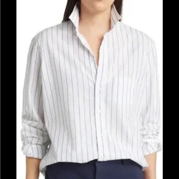 Frank & Eileen Relaxed Button-Up Shirt XS Faded Blue Stripe - Picture 2 of 8